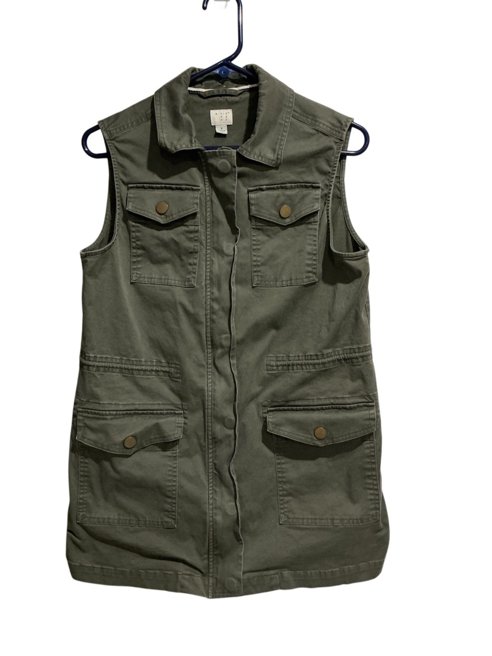 A New Day Women’s Utility Cargo Vest Olive Green Snap Closure